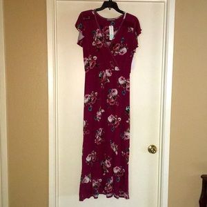 Burgundy floral maxi dress